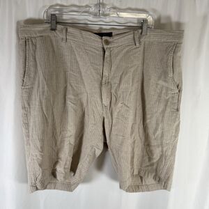 Jos A Bank Linen Blend Shorts Mens 42 Beige Striped Chino Lightweight Button Zip